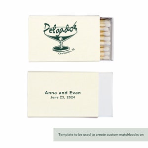Matchbook Indesign Template Editable Matchbook Design Template – Martini Glass, Wedding Matchbooks ...