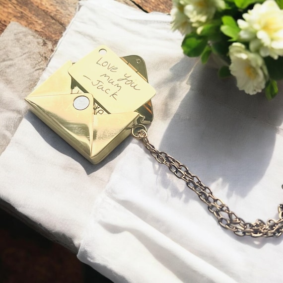 Engraved Secret Message Envelope Necklace