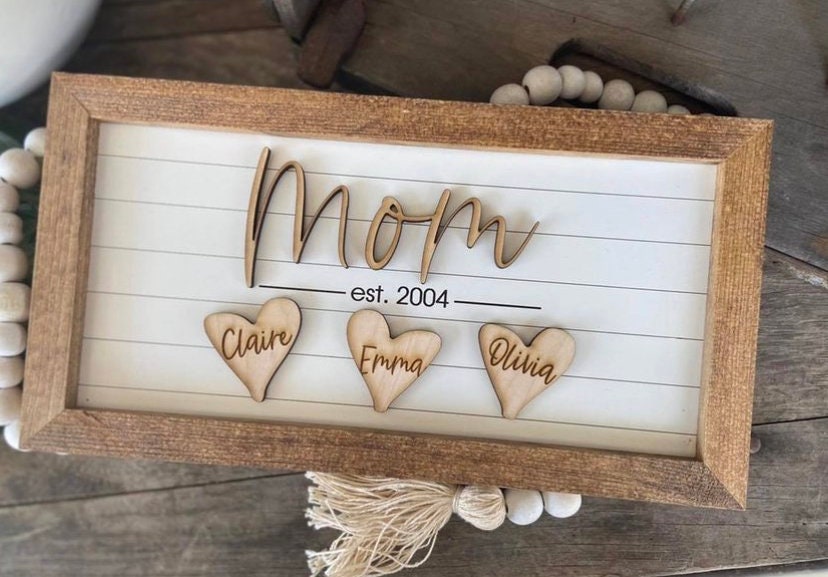 Mother's Day Heart Sign/custom Mom Sign/ Engraved Mother's Day Sign ...