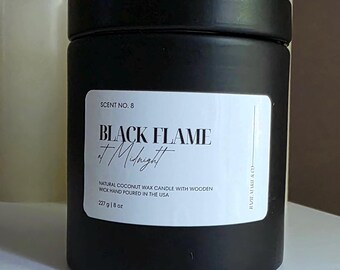 Black Flame Candle: Spiced Orange, Clove & Cinnamon - Coconut Wax, Wooden Wick