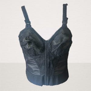 Bustino in nylon e pizzo nero Charmode anni &#39;60