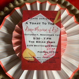 Printed Chinese Takeout Box Invitations. Asian Themed Dinner Party. Hibachi Grill Dinner. Chinese Food. Fortune Cookies. Lunar New Year