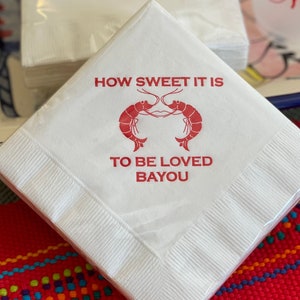 IN STOCK! Shrimp Boil Cocktail Napkins. How Sweet It Is To Be Loved Bayou. Louisiana Cajun Wedding. Seafood Theme Engagement Party Beverages