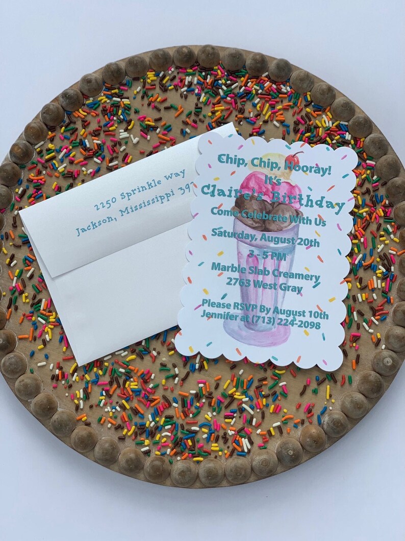 Printed Ice Cream Theme Invitations Sprinkle Baby Shower Etsy