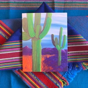 Gedruckte Kaktus thematische Grußkarten. Sukkulenten Themed Dankeschön Notizen. Buntes Southwestern Briefpapier. Sommerliche Wüsten Grußkarten.