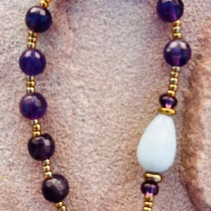 Magdalene&#39;s Tears, Chaplet amethyst, aqua blue agate, true bronze, premium Czech glass