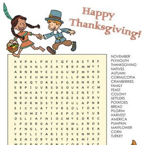 Thanksgiving Word Search PDF