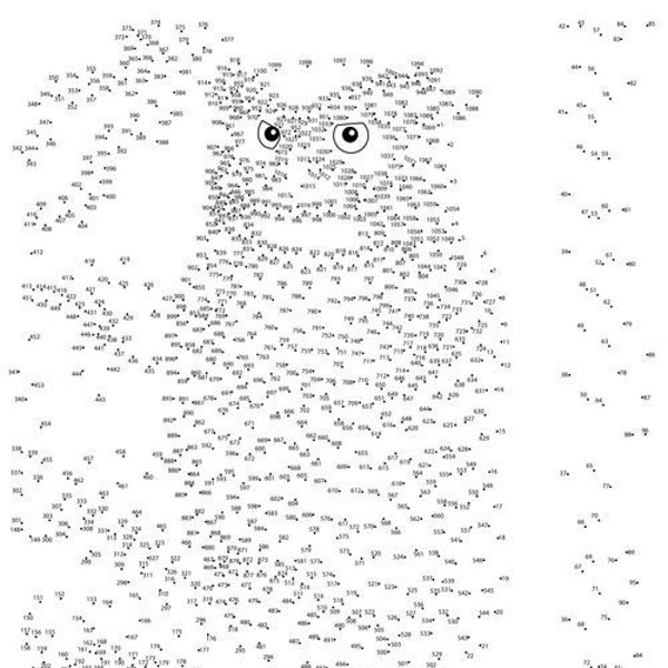 Owl Dot-to-Dot / Connect the Dots - 1100 Dots