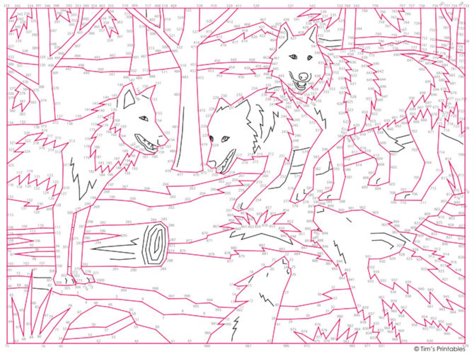 Wolf Pack Dot-to-dot / Connect the Dots - 1000 Dots - Etsy UK