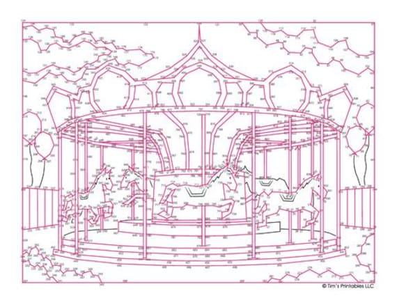 Merry go round / .【dot】 Merry-go-round Dot-to-dot / Connect the Dots - Etsy