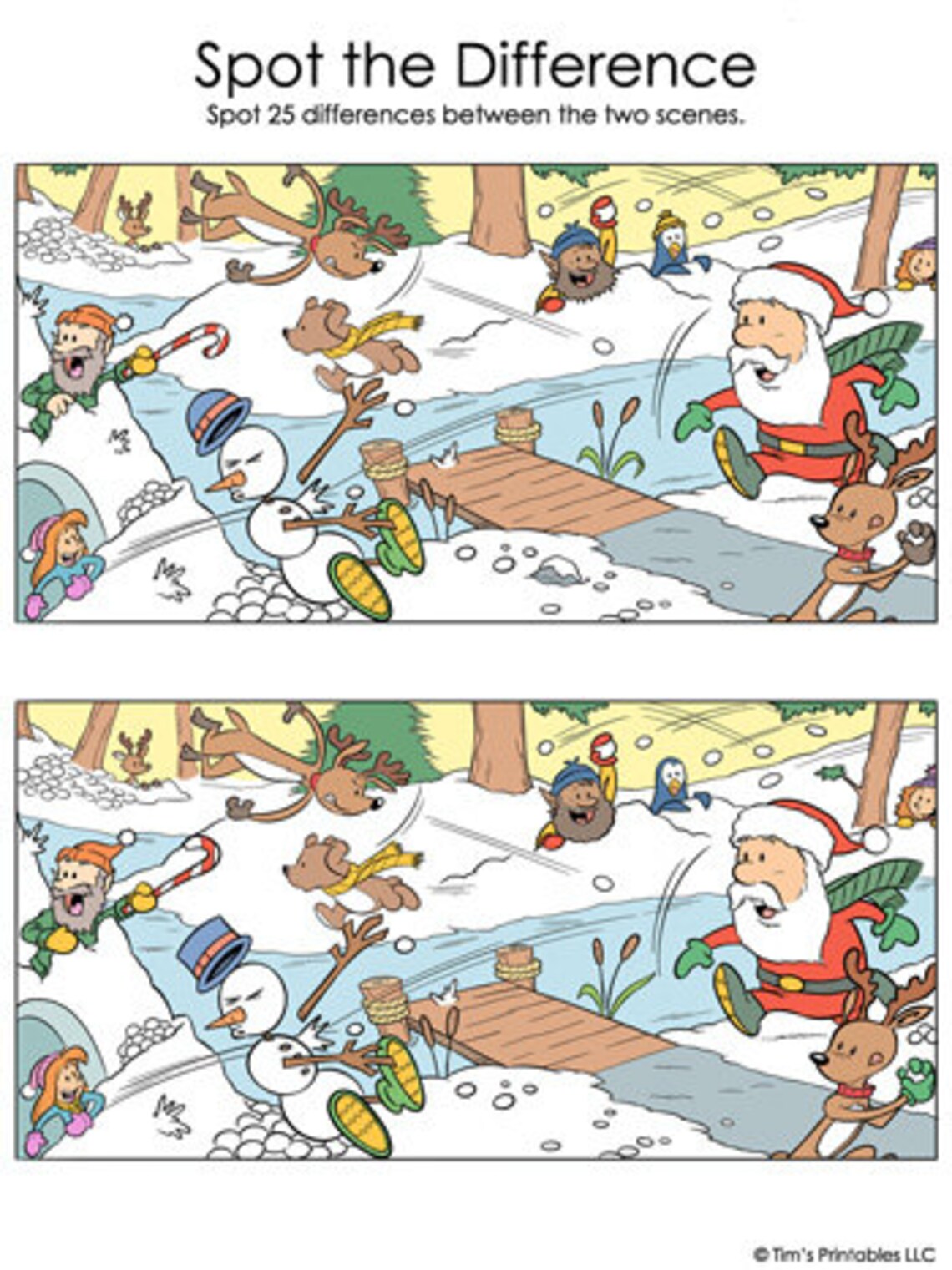 Spot the Difference Printable the Christmas Snowball Fight Etsy