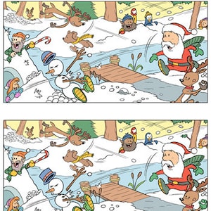 Spot the Difference Printable - The Christmas Snowball Fight