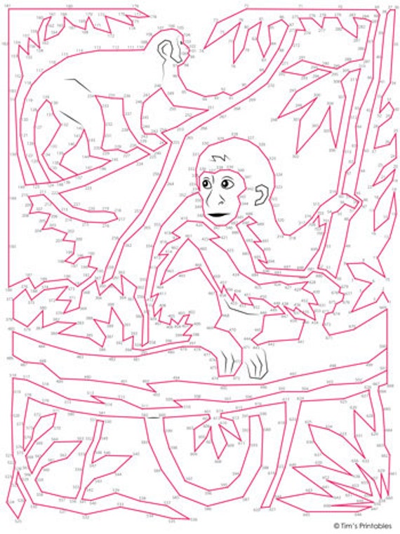 Monkey Extreme Difficult Dot-to-dot / Connect the Dots PDF Monkey Extreme Difficult Dot-to-dot / Connect the Dots PDF