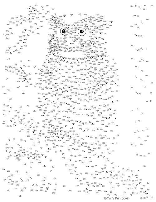 Owl Dot-to-Dot / Connect the Dots - 1100 Dots