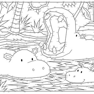 Hippopotamus Dot-to-dot / Connect the Dots PDF - 689 Dots - Etsy