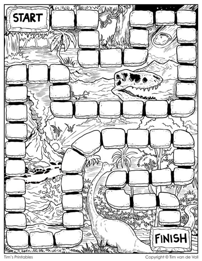 Board Game Template - Dinosaurs - Etsy