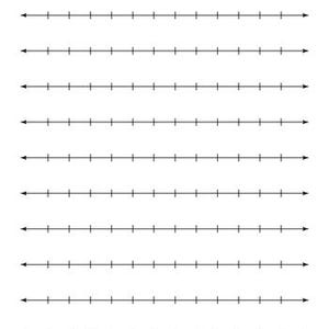 Puede incluir: Una hoja de trabajo imprimible en blanco y negro con ocho líneas numéricas. Cada línea numérica tiene 20 marcas de graduación. La hoja de trabajo está titulada "Nombre" y "Fecha".