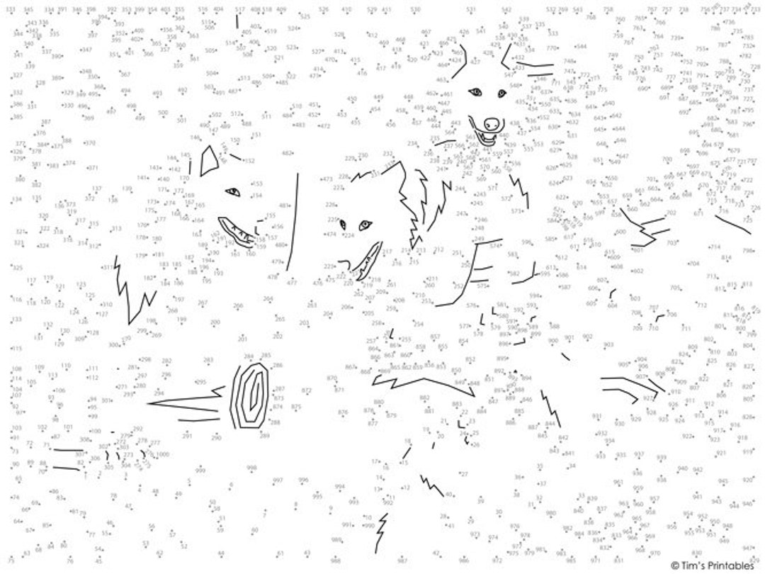 wolf-pack-dot-to-dot-connect-the-dots-1000-dots-etsy