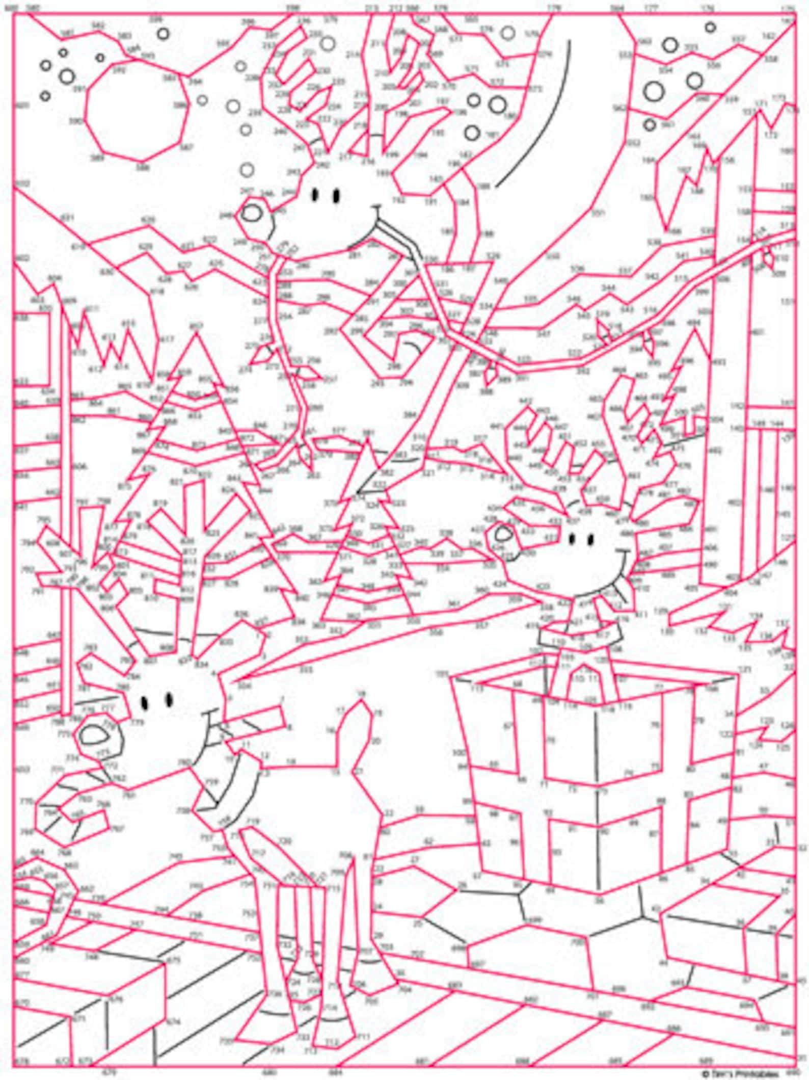 Santa's Reindeer Christmas Extreme Difficulty Dottodot / Connect the