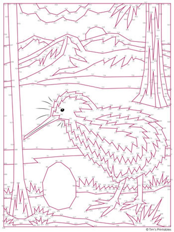 Kiwi Bird Extreme Difficulty Dot-to-dot / Connect the Dots PDF - Etsy