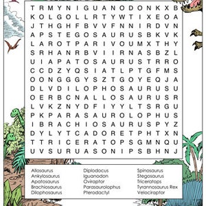Dinosaur Word Search PDF