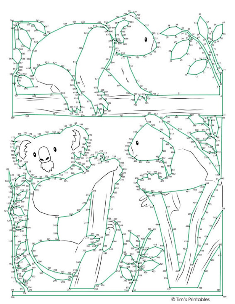 Koala Dot-to-dot / Connect the Dots PDF - Etsy