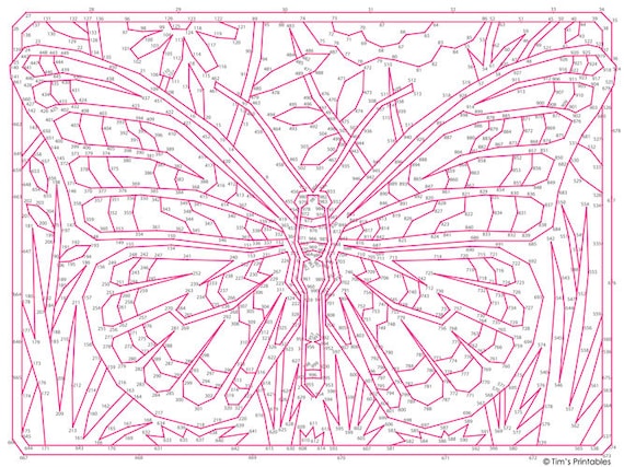 Butterfly Dot To Dot Connect The Dots Pdf 1000 Dots Etsy