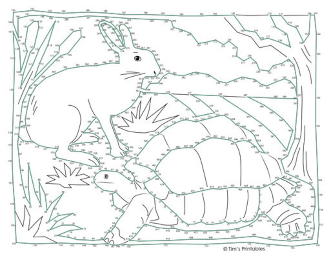 Tortoise and Hare Fable Dot-to-dot / Connect the Dots PDF - Etsy