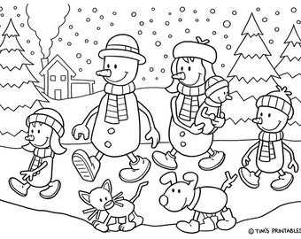 Snowman Family Coloring Page