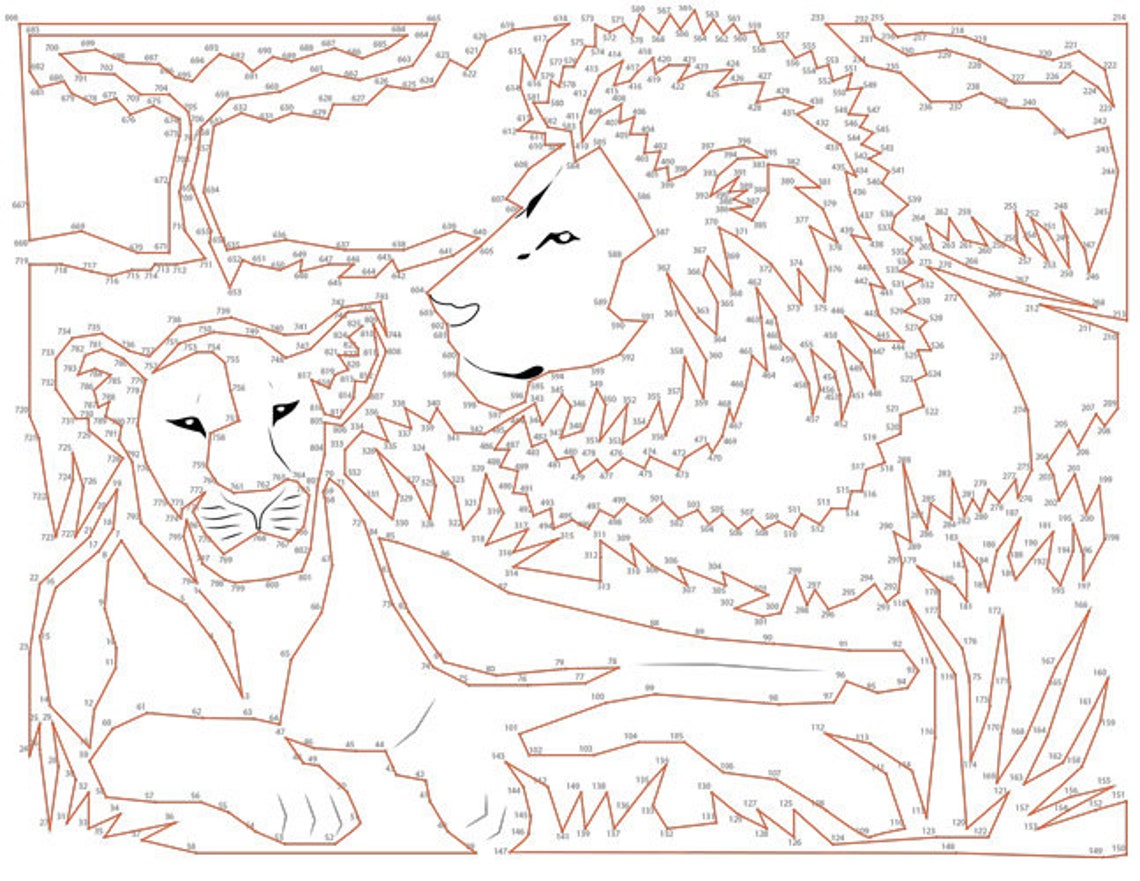 Lion Dot-to-dot / Connect the Dots - 825 Dots - Etsy