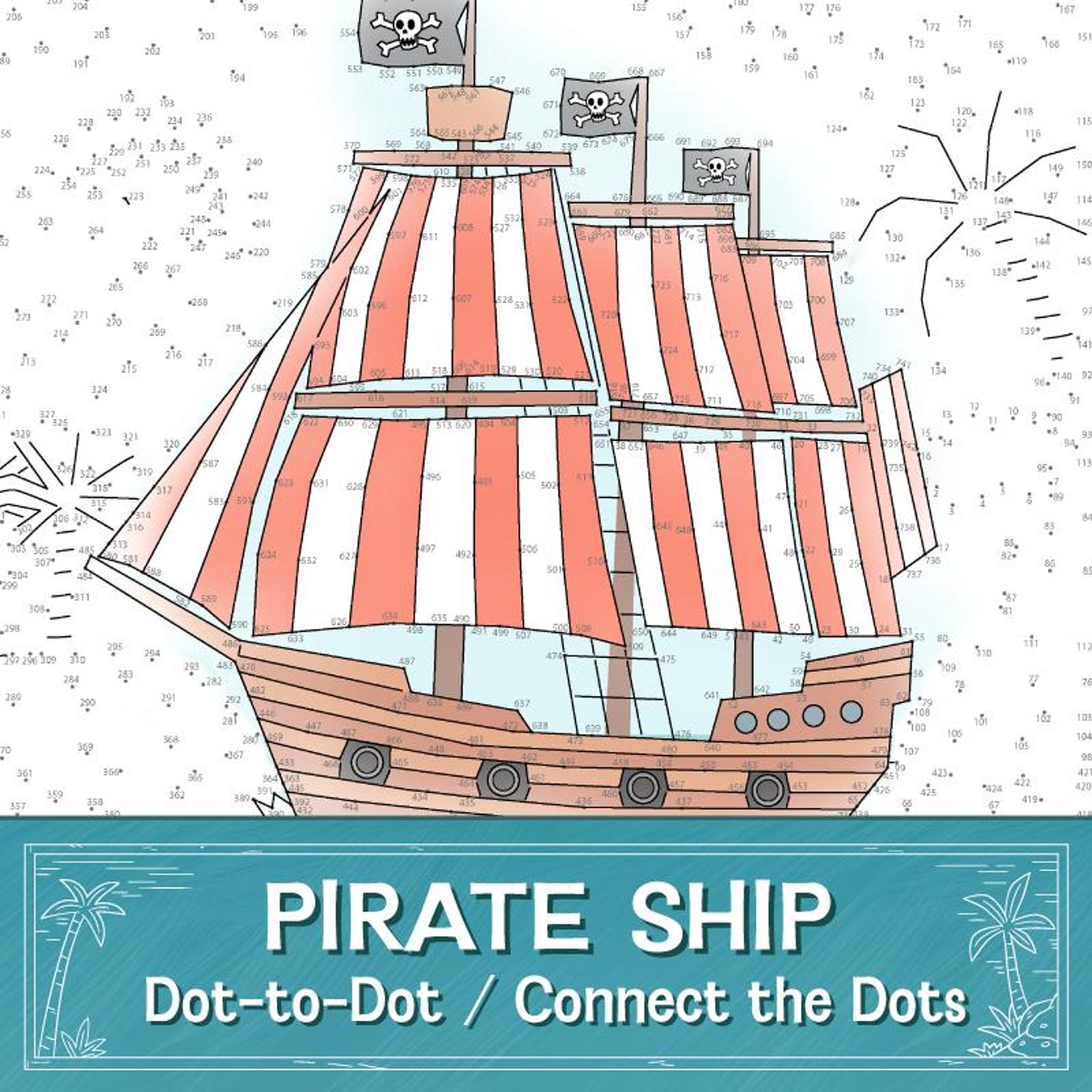 Pirate Ship Extreme Connect the Dots / Dot-to-dot PDF - Etsy