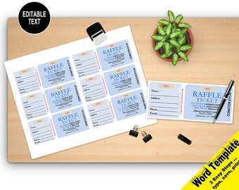 boletos de rifa plantilla de word editable descargar etsy formato boletos rifa