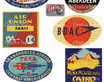 10 travel stickers clipart retro digital printable collage etsy