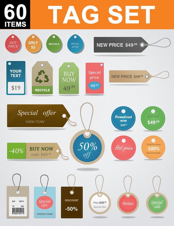 Download Free Price Tag Clipart Set Hang Tags Clip Art Sales Psd Mockups PSD Mockup Template