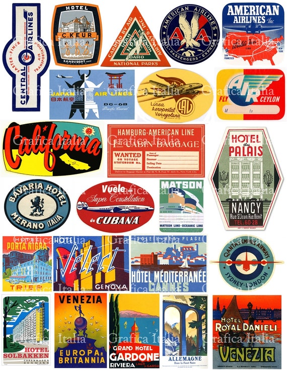 travel luggage labels clipart