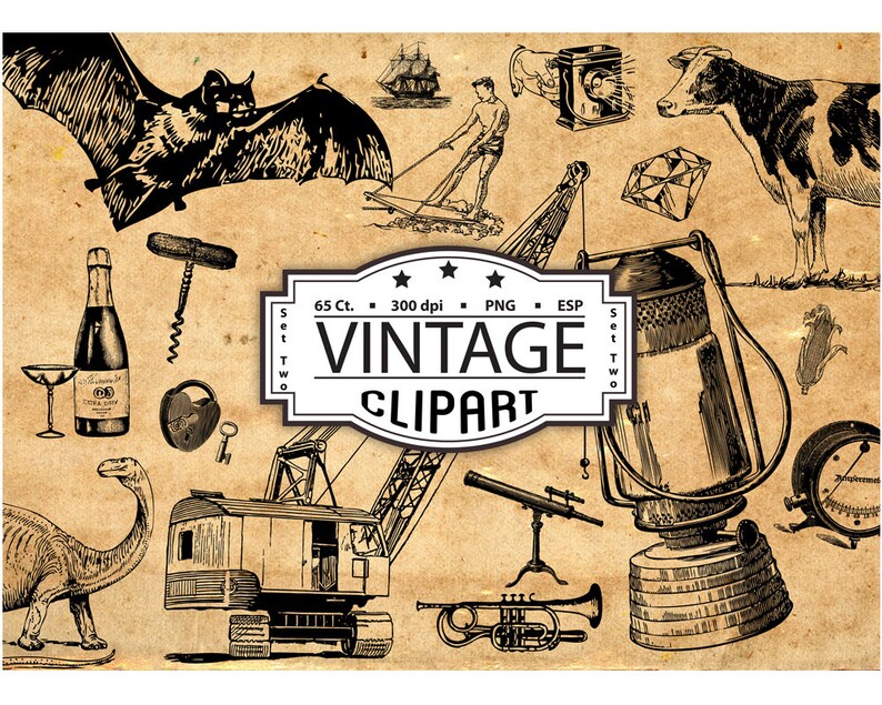 Vintage Clipart Image Set Huge 65 Images Eps And Png Etsy