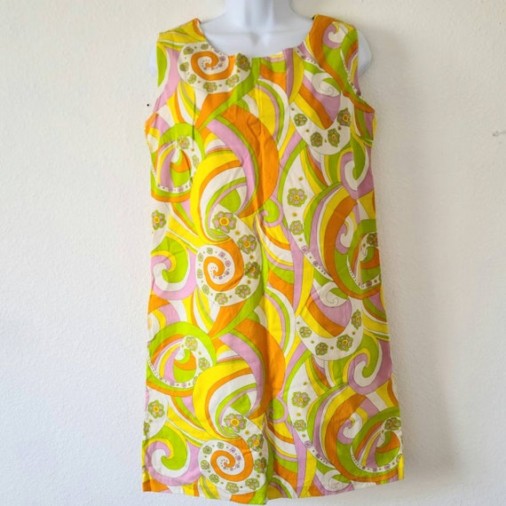 Vintage 60s mod gogo dress psychedelic midi dress