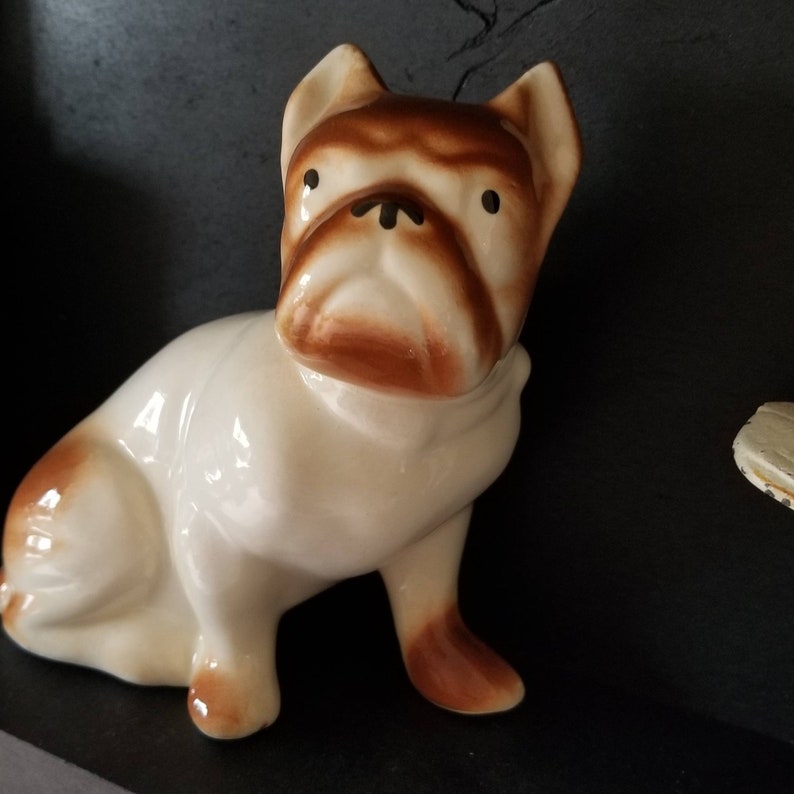 Vintage ceramic English bulldog figurine statue knick