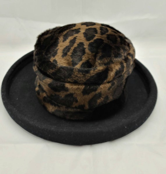 Vintage plush Betmar boater hat derby animal print