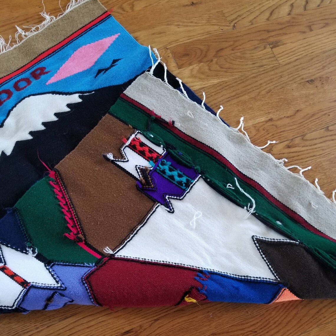 Vintage hand woven area rug Ecuadorian wool rug Ecuador hand | Etsy