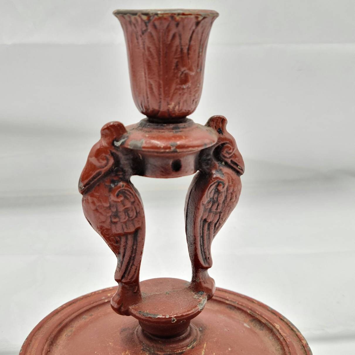 Vintage cast iron candle holder primitive chippy distressed Etsy.de