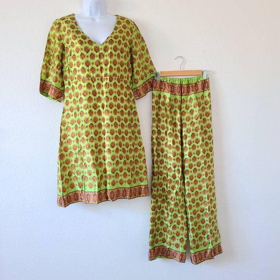 Vintage 50s 60s beach pajamas set summer two piec… - image 1