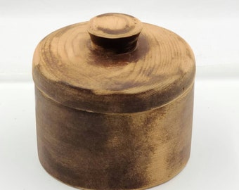 Hand turned wood jar canister box primitive rustic farmhouse decor