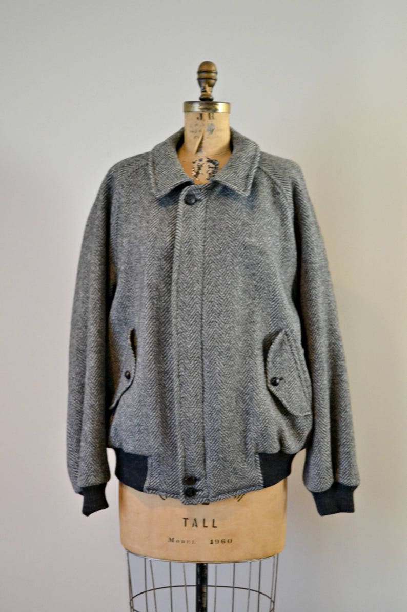 Vintage Burberrys Mens Wool Zip-Up Jacket Dark Grey and | Etsy