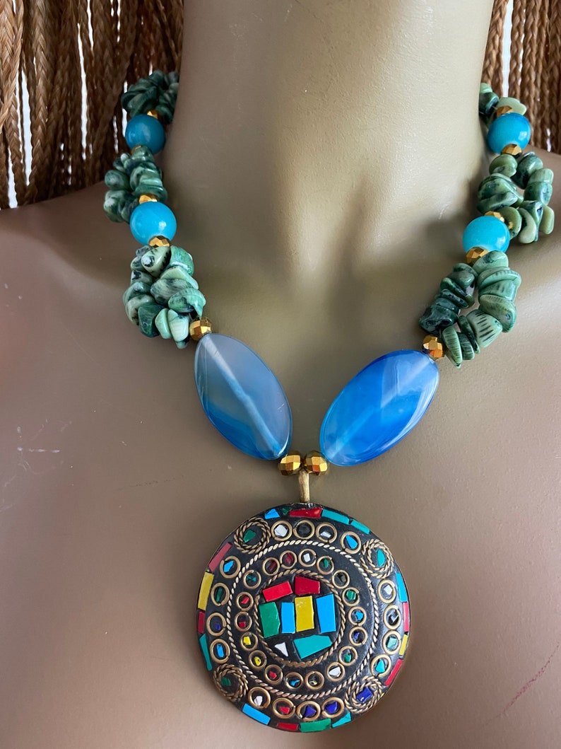 Blue necklace Green necklace Coral necklace Black necklac Red necklace Boho necklace.Bohemian necklace.colorful necklace.Gypsy necklace
