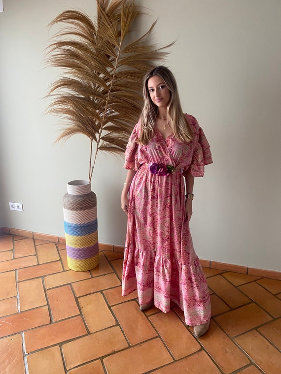 Maxi Dress.boho Dress. Paisley Dress. Long Dress. Vintage Chic Dress. Boho Long  Dress. Bohemian Dress. Gypsy Dress. Silk Dress. - Etsy