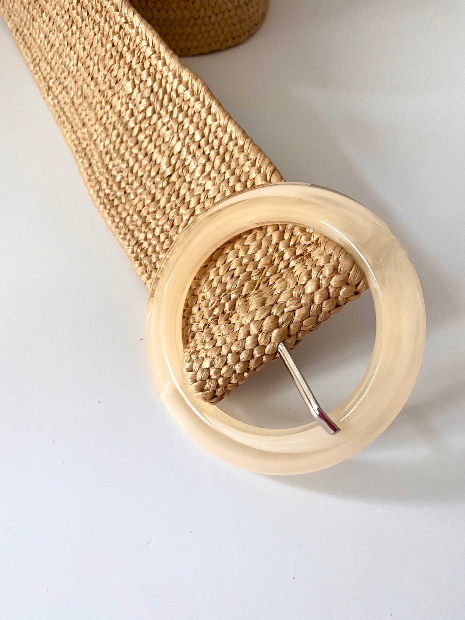 Raffia belt. natural raffia womens belt and round buckle. Etsy