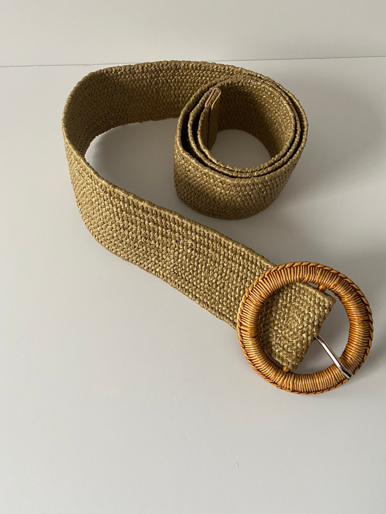 Raffia Belt Woman. Round Buckle Raffia Belt. Summer Belt. Etsy