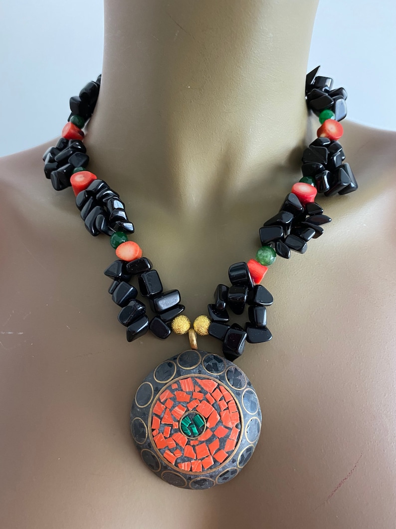 Blue necklace Green necklace Coral necklace Black necklac Red necklace Boho necklace.Bohemian necklace.colorful necklace.Gypsy necklace