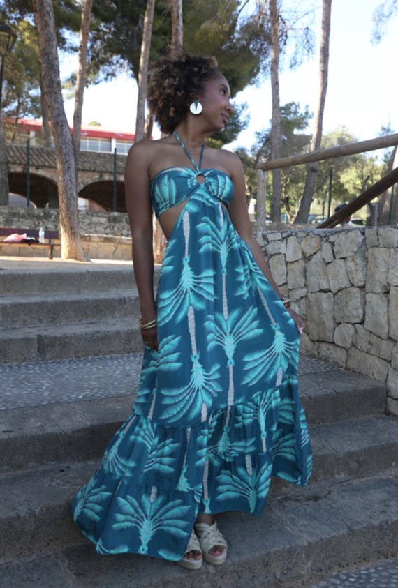 cute bohemian dresses Boho Dreams Maxi Dress Jade/Natural / L spirited print Nienke Color:black/ivory/silver Dress Pants Outfit Blue